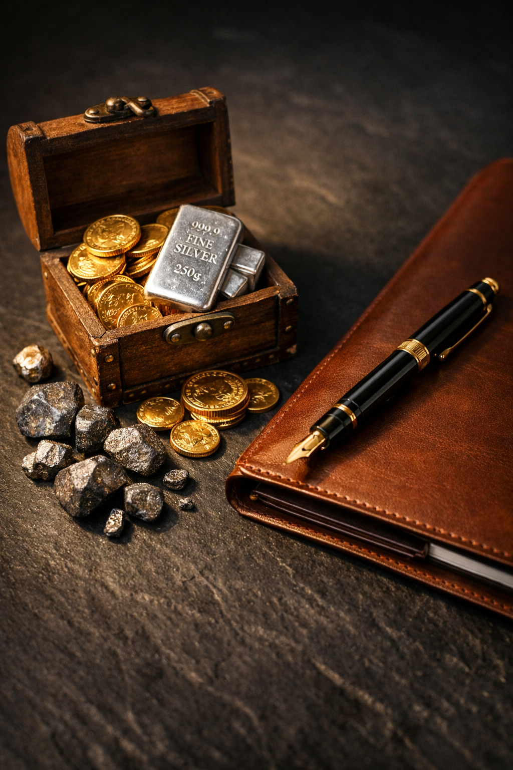 Schatztruhe und wertige Finanzobjekte